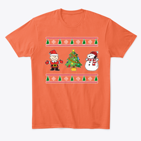 cjv6 snoopy and woodstock ugly christmas classic t shirt 2 front orange