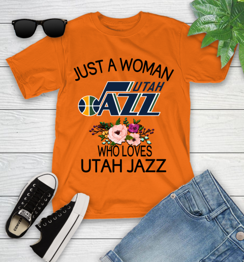 NBA Just A Woman Who Loves Utah Jazz Basketball Sports Youth T-Shirt 4