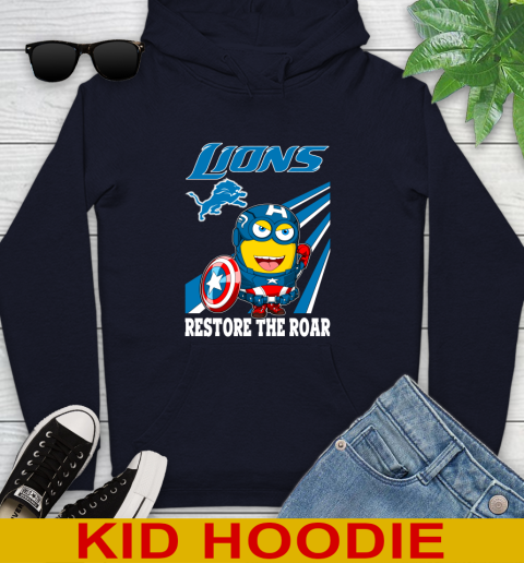 NFL Football Detroit Lions Captain America Marvel Avengers Minion Shirt Youth Hoodie 3