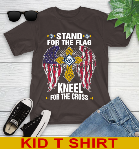 MLB Baseball Tampa Bay Rays Stand For Flag Kneel For The Cross Shirt Youth T-Shirt 6