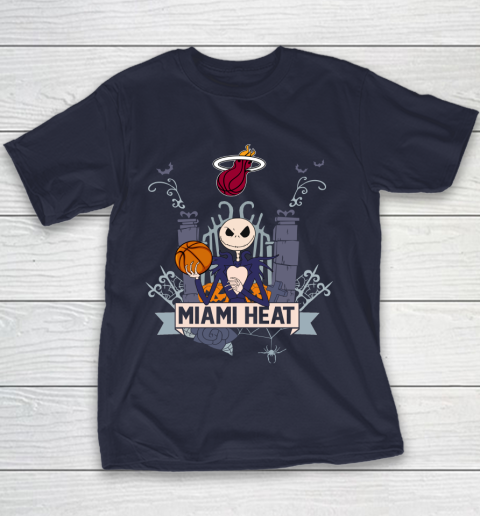 NBA Miami Heat Basketball Jack Skellington Halloween Youth T-Shirt 2