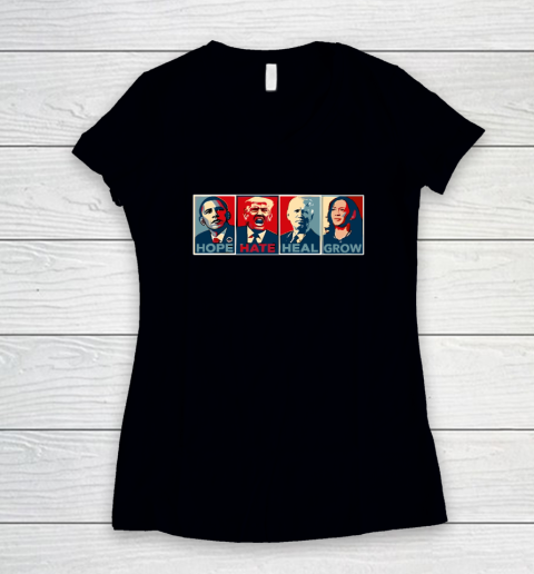 Hope Hate Heal Grow Women's V-Neck T-Shirt