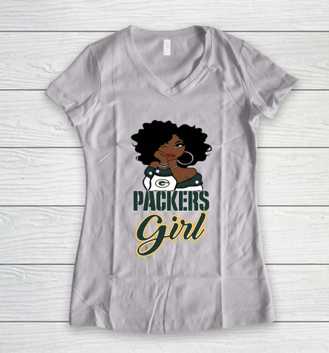 Green Bay Packers Girl NFL Women's V-Neck T-Shirt 2