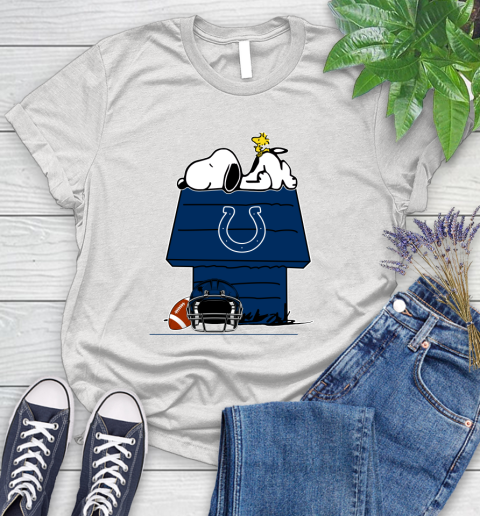 Indianapolis Colts NFL Football Snoopy Woodstock The Peanuts Movie Women's T-Shirt