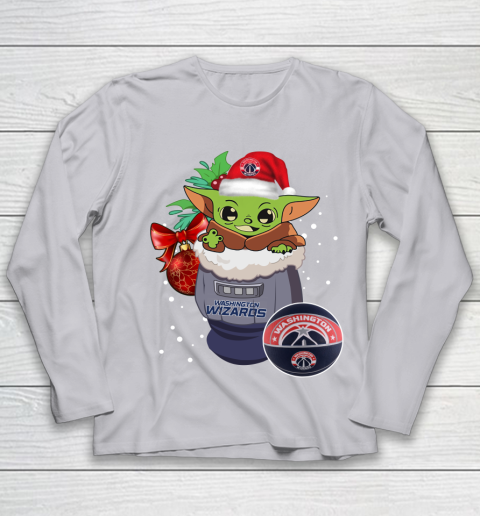 Washington Wizards Christmas Baby Yoda Star Wars Funny Happy NBA Youth Long Sleeve 5