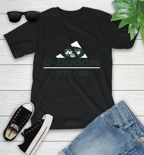 NFL A Badass New York Jets Fan Adidas Football Sports Youth T-Shirt