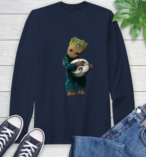 NBA Groot Guardians Of The Galaxy Basketball Sports Brooklyn Nets Long Sleeve T-Shirt 4