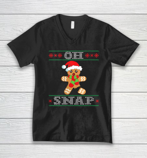 Gingerbread Man Shirt Oh Snap Christmas Ugly V-Neck T-Shirt