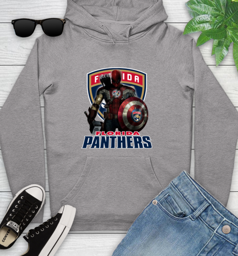NHL Captain America Thor Spider Man Hawkeye Avengers Endgame Hockey Florida Panthers Youth Hoodie 6