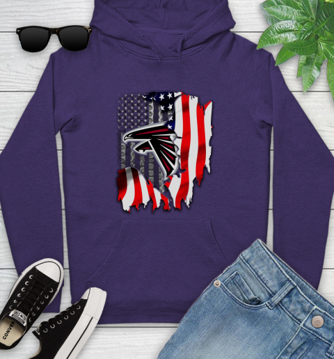 Atlanta Falcons NFL Football American Flag Youth Hoodie 5