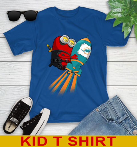 NFL Football Miami Dolphins Deadpool Minion Marvel Shirt Youth T-Shirt 10