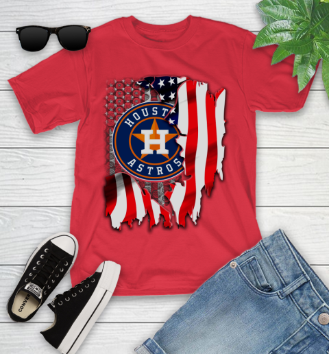 Houston Astros MLB Baseball American Flag Youth T-Shirt 13