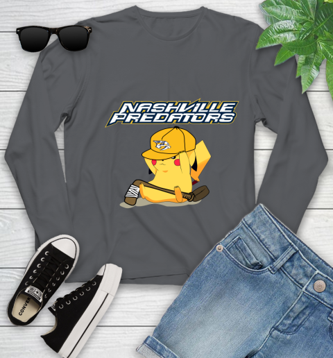 NHL Pikachu Hockey Sports Nashville Predators Youth Long Sleeve 8
