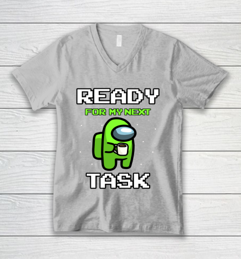 Among Us Shirt Ready For Work Green V-Neck T-Shirt 2
