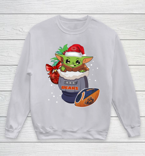 Chicago Bears Christmas Baby Yoda Star Wars Funny Happy NFL Youth Sweatshirt 4