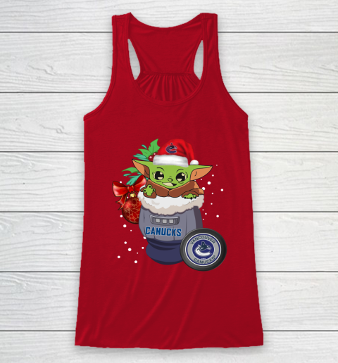 Vancouver Canucks Christmas Baby Yoda Star Wars Funny Happy NHL Racerback Tank 5