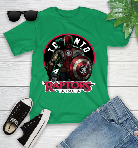 Toronto Raptors NBA Basketball Captain America Thor Spider Man Hawkeye Avengers Youth T-Shirt 6
