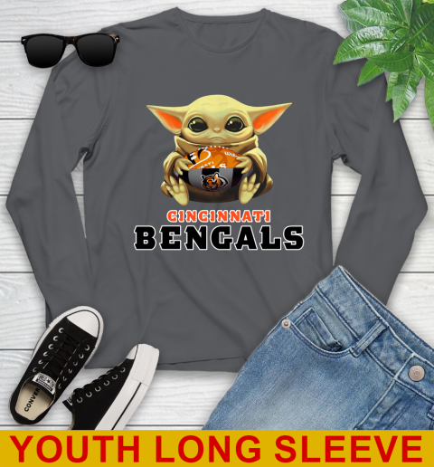 NFL Football Cincinnati Bengals Baby Yoda Star Wars Shirt Youth Long Sleeve - Image 10