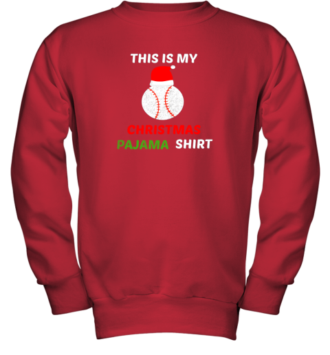 doom this is my christmas pajama shirtgift for baseball lover youth sweatshirt 47 front red