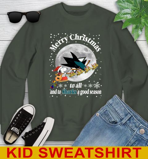 San Jose Sharks Merry Christmas To All And To Sharks A Good Season NHL Hockey Sports Youth Sweatshirt 8