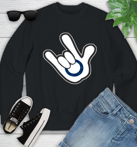 Indianapolis Colts NFL Football Mickey Rock Hand Disney Youth Sweatshirt 2