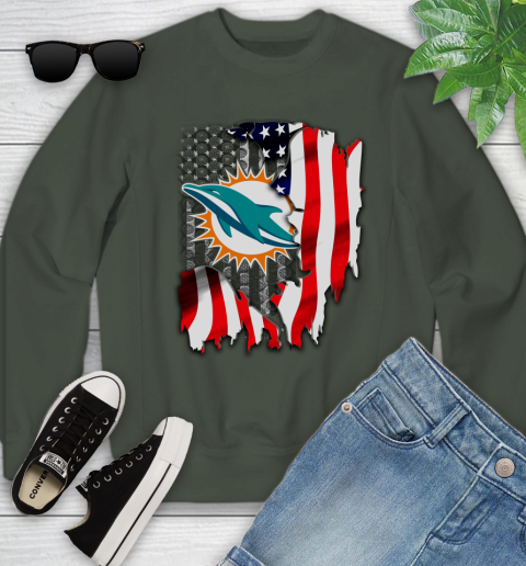 Miami Dolphins NFL Football American Flag Youth Sweatshirt 9