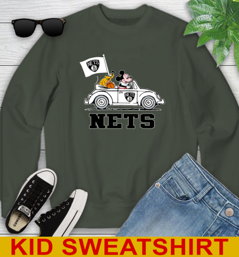 NBA Basketball Brooklyn Nets Pluto Mickey Driving Disney Shirt Youth Sweatshirt 9
