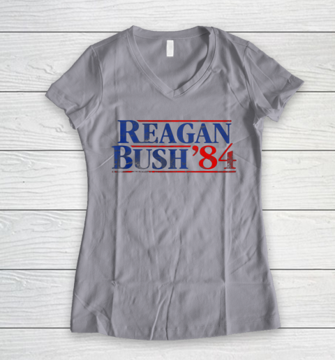 Reagan Bush 84 Vintage Style Conservative Republican Women's V-Neck T-Shirt 2