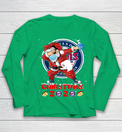 Minnesota Twins Funny Santa Claus Dabbing Christmas 2020 MLB Youth Long Sleeve 4