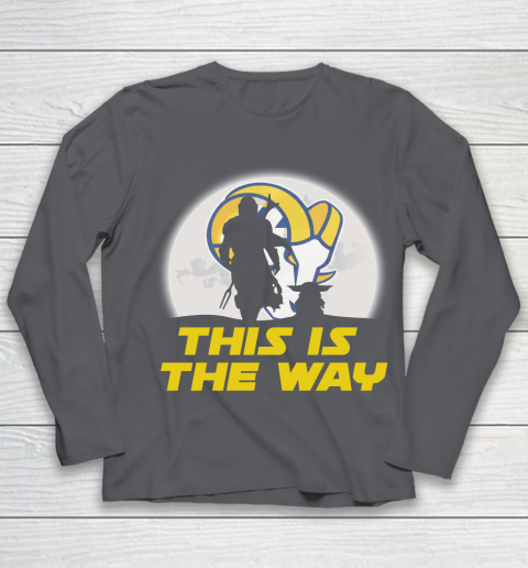 Los Angeles Rams NFL Football Star Wars Yoda And Mandalorian This Is The Way Youth Long Sleeve 6
