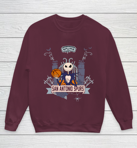 NBA San Antonio Spurs Basketball Jack Skellington Halloween Youth Sweatshirt 4
