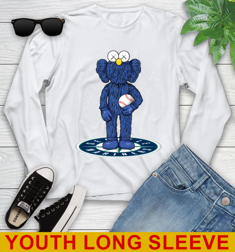 MLB Baseball Seattle Mariners Kaws Bff Blue Figure Shirt Youth Long Sleeve