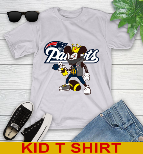 New England Patriots NFL Football Mickey Peace Sign Sports Youth T-Shirt 5