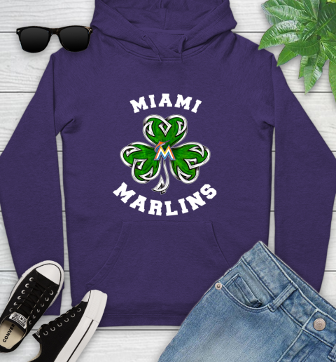 MLB Miami Marlins Three Leaf Clover St Patrick's Day Baseball Sports Youth Hoodie 5