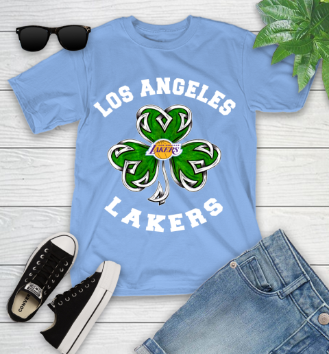 NBA Los Angeles Lakers Three Leaf Clover St Patrick's Day Basketball Sports Youth T-Shirt 15