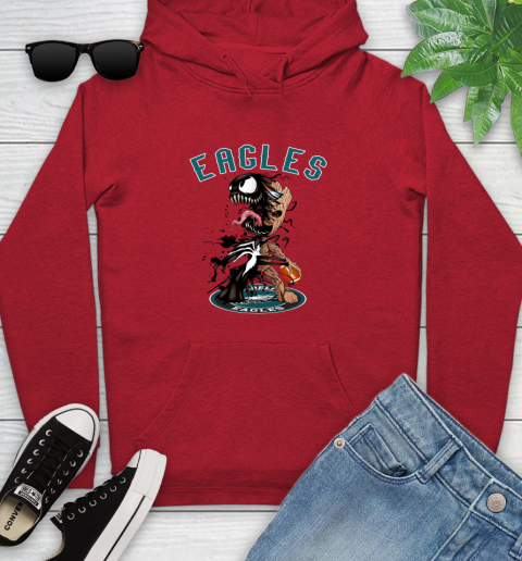NFL Philadelphia Eagles Football Venom Groot Guardians Of The Galaxy Youth Hoodie 11