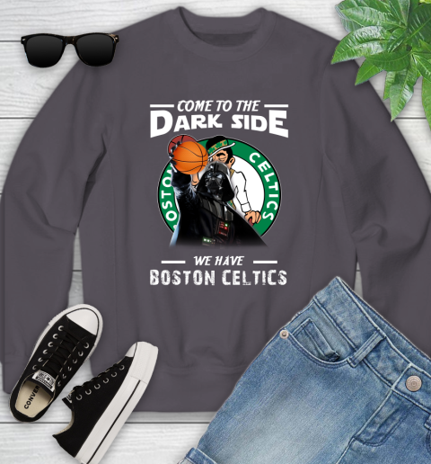 NBA Come To The Dark Side We Have Boston Celtics Star Wars Darth Vader Basketball Youth Sweatshirt 5
