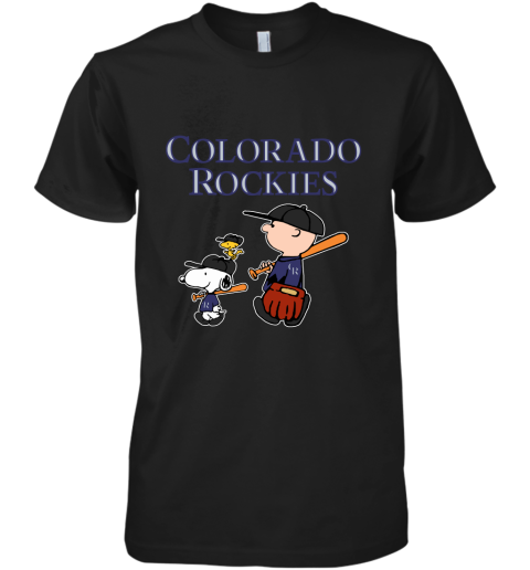 Colorado Rockies Let's Play Baseball Together Snoopy MLB Premium Men's T-Shirt
