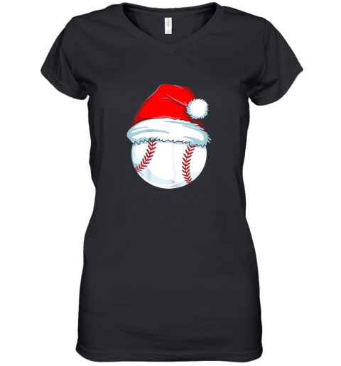 Christmas Baseball Shirt For Kids Men Ball Santa Pajama Women's V-Neck T-Shirt