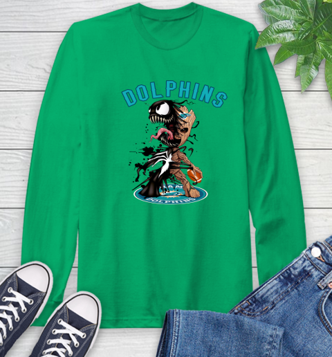NFL Miami Dolphins Football Venom Groot Guardians Of The Galaxy Long Sleeve T-Shirt 7