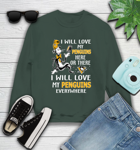 NHL Hockey Pittsburgh Penguins I Will Love My Penguins Everywhere Dr Seuss Shirt Sweatshirt 12