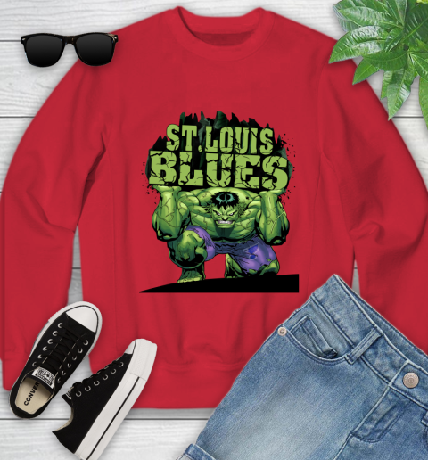St.Louis Blues NHL Hockey Incredible Hulk Marvel Avengers Sports Youth Sweatshirt 9