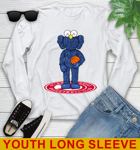 NBA Basketball Atlanta Hawks Kaws Bff Blue Figure Shirt Youth Long Sleeve