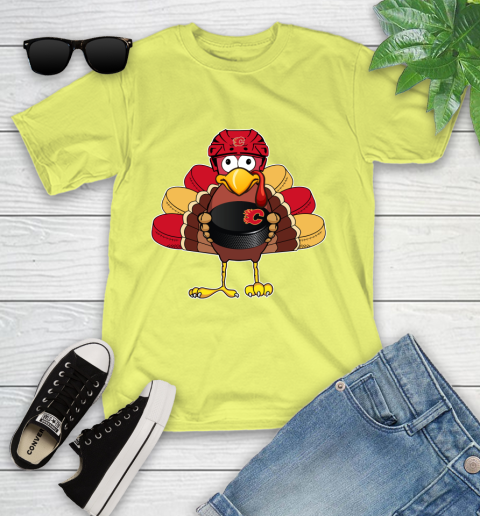 Calgary Flames Turkey Thanksgiving Day Youth T-Shirt 8