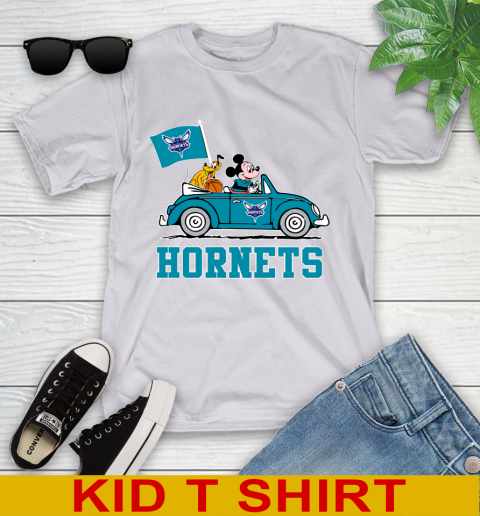 NBA Basketball Charlotte Hornets Pluto Mickey Driving Disney Shirt Youth T-Shirt 5