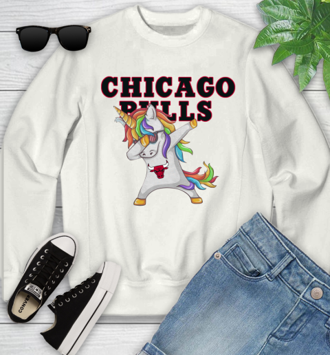 Chicago Bulls NBA Basketball Funny Unicorn Dabbing Sports Youth Sweatshirt