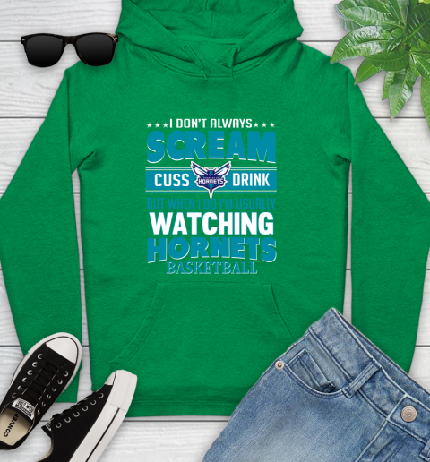 Charlotte Hornets NBA Basketball I Scream Cuss Drink When I'm Watching My Team Youth Hoodie 9