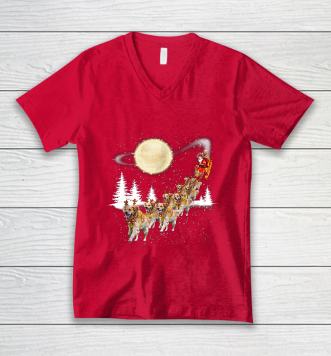 Golden Retriever Reindeer Christmas V-Neck T-Shirt 6