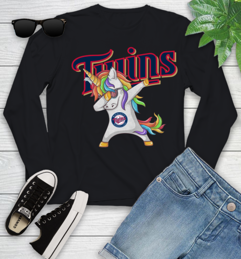 Minnesota Twins MLB Baseball Funny Unicorn Dabbing Sports Youth Long Sleeve 2