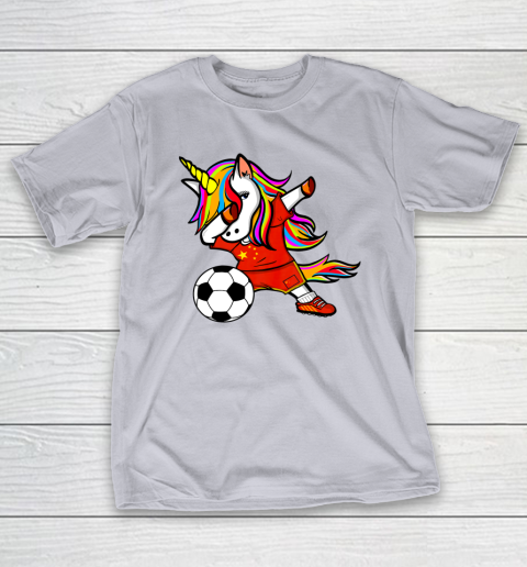 Funny Dabbing Unicorn China Football Chinese Flag Soccer T-Shirt 18